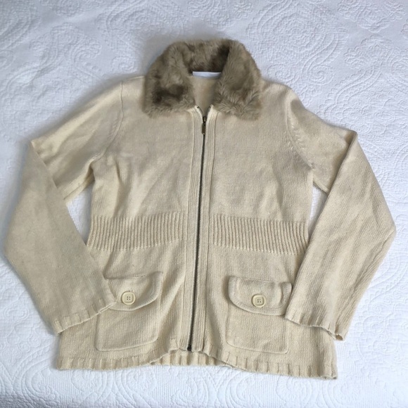 FIRST ISSUE A Liz Claiborne Cream Ramie/Angora Hair Sweater Size XL - Picture 7 of 12